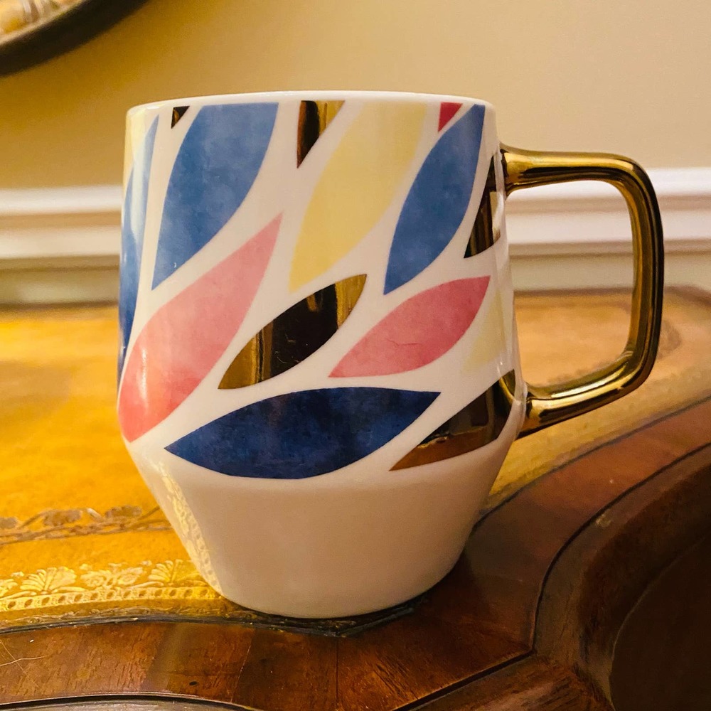 Gold Leaf Spring Jumbo 24 oz Microwavable Mug with Gold Handle Extra Large NEW